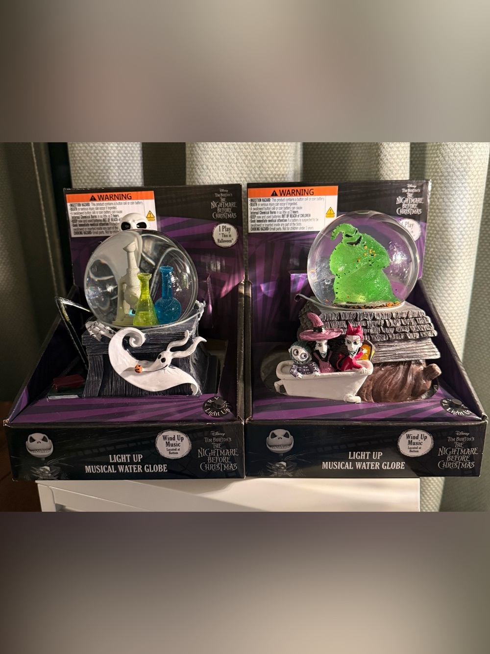 NWT Disney Nightmare Before Christmas Musical Globe Set - 2pc